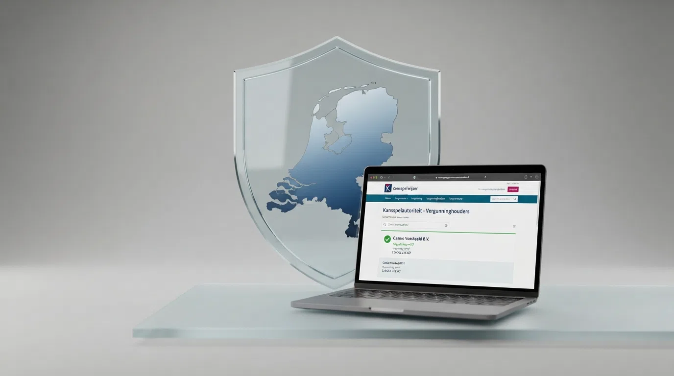 Het logo van de Kansspelautoriteit of een screenshot van de Kansspelwijzer-zoekpagina met een vergunningcontrole in beeld
