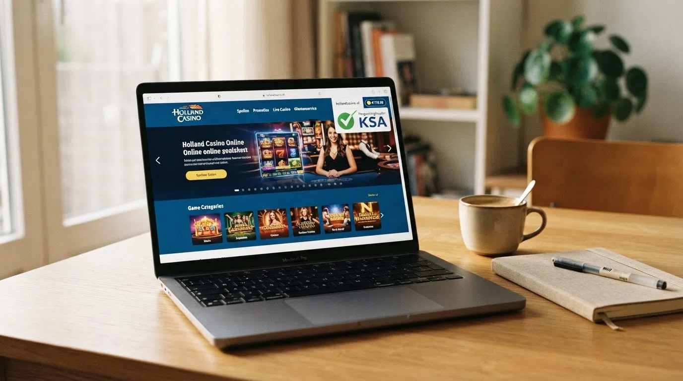 Het KSA-logo zichtbaar op de website van een legaal Nederlands online casino